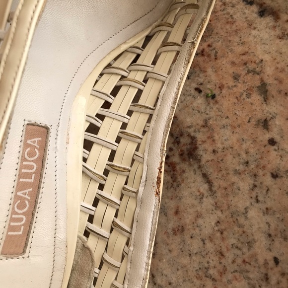 Luca Luca Peep Toe Ivory Netted Heels - Picture 4 of 8